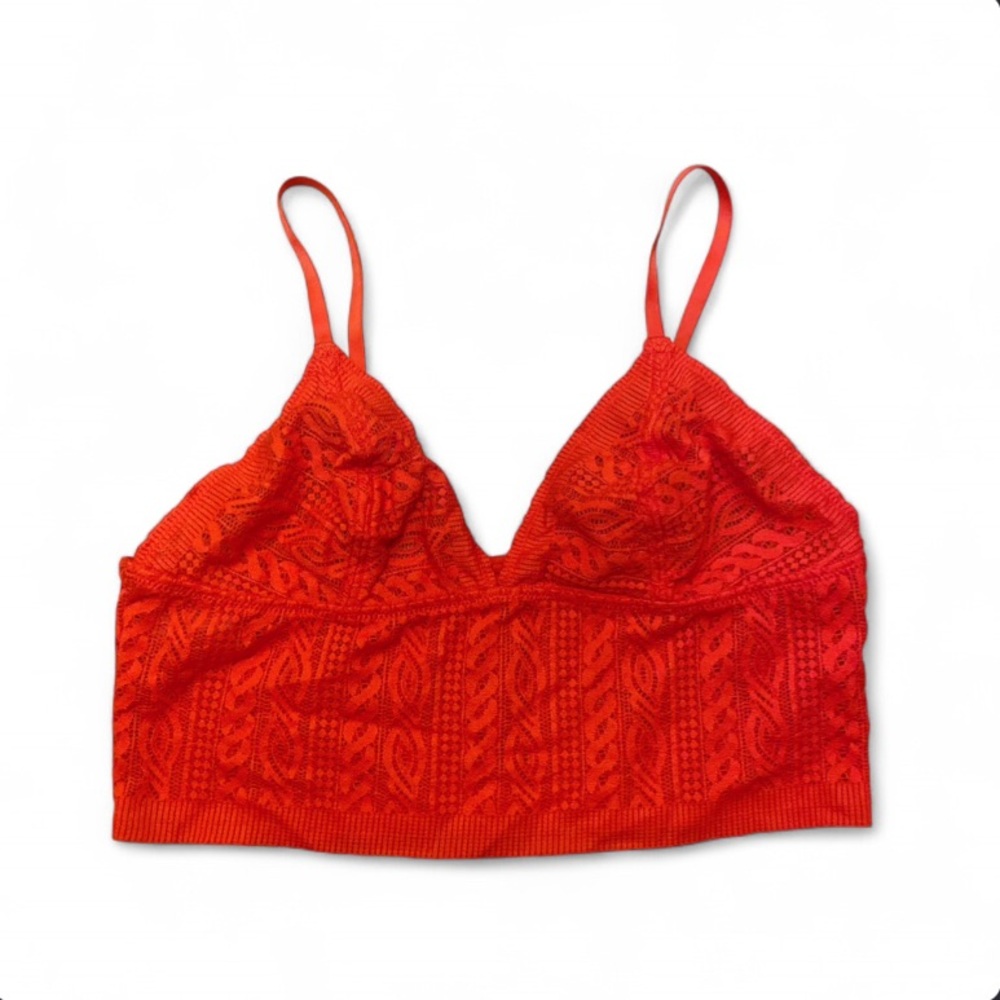 American Eagle Aerie Red Lace Bralette Top
